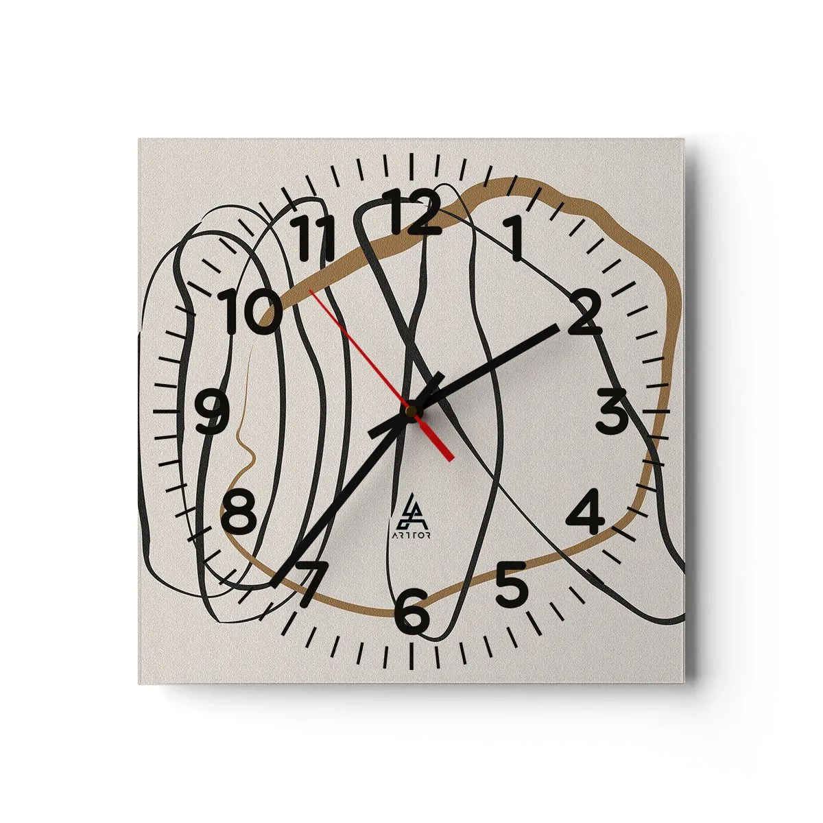 Reloj de pared - Reloj de vidrio - Composición: danza lineal - 40x40 cm