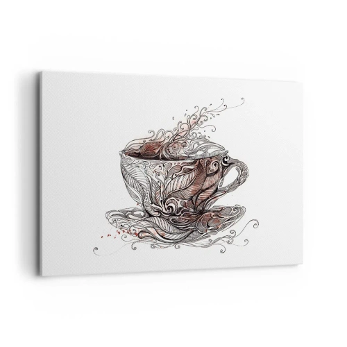 Cuadro sobre lienzo - Impresión de Imagen - Taza de café decorativa con patrón artístico. - 100x70cm - Té para todo - Decoración de pared moderna para salón y dormitorio ARTTOR