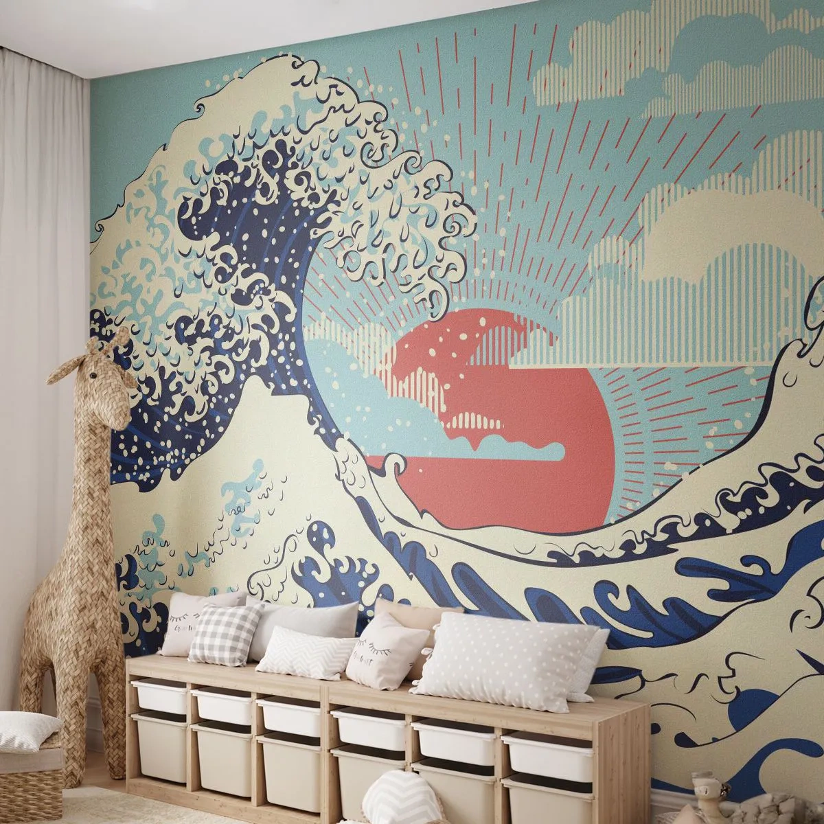 Fotomural personalizado Standard Eco - De inspiración japonesa - Abstracción, Ola del mar, Mar