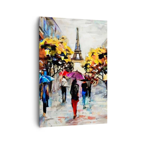 Cuadro sobre lienzo - Impresión de Imagen - Un paseo otoñal por París con vistas a la Torre Eiffel - 70x100cm - Especialmente hermoso en otoño - Decoración de pared moderna para salón y dormitorio ARTTOR
