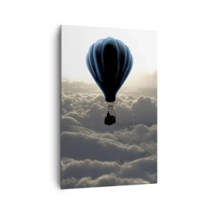 Cuadro sobre lienzo - Impresión de Imagen - Un globo aerostático contra un cielo con nubes al atardecer. - 80x120cm - Un viajero por encima de las nubes - Decoración de pared moderna para salón y dormitorio ARTTOR