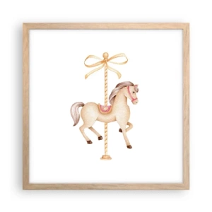 Póster en marco roble claro - Al trote grácil - 40x40 cm