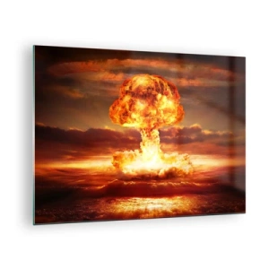 Cuadro sobre vidrio - Impresiones sobre Vidrio - Una explosión de nube de hongo en los intensos colores de un atardecer. - 70x50cm - Y habrá un final - Decoración de pared moderna para salón y dormitorio ARTTOR