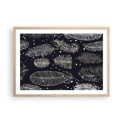 Póster en marco roble claro - Encaje de plumas - 70x50 cm