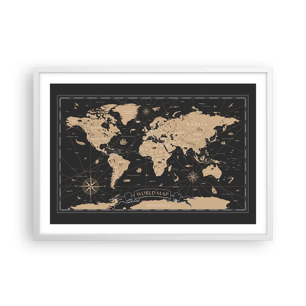 Póster en marco blanco - Las fronteras de mi mundo - 70x50 cm