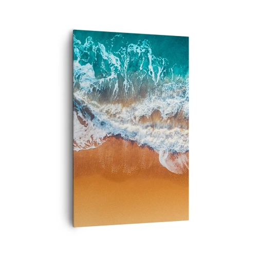 Cuadro sobre lienzo - Impresión de Imagen - Vista aérea de las olas del océano rompiendo en la orilla - 80x120cm - Siempre a la par - Decoración de pared moderna para salón y dormitorio ARTTOR