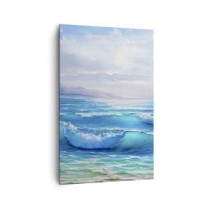 Cuadro sobre lienzo - Impresión de Imagen - Un pintoresco paisaje marino con olas y un cielo azul. - 80x120cm - Trae consuelo - Decoración de pared moderna para salón y dormitorio ARTTOR