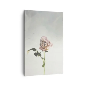 Cuadro sobre lienzo - Impresión de Imagen - Una delicada rosa contra un cielo brillante con pájaros volando. - 80x120cm - Bienvenida a la primavera - Decoración de pared moderna para salón y dormitorio ARTTOR