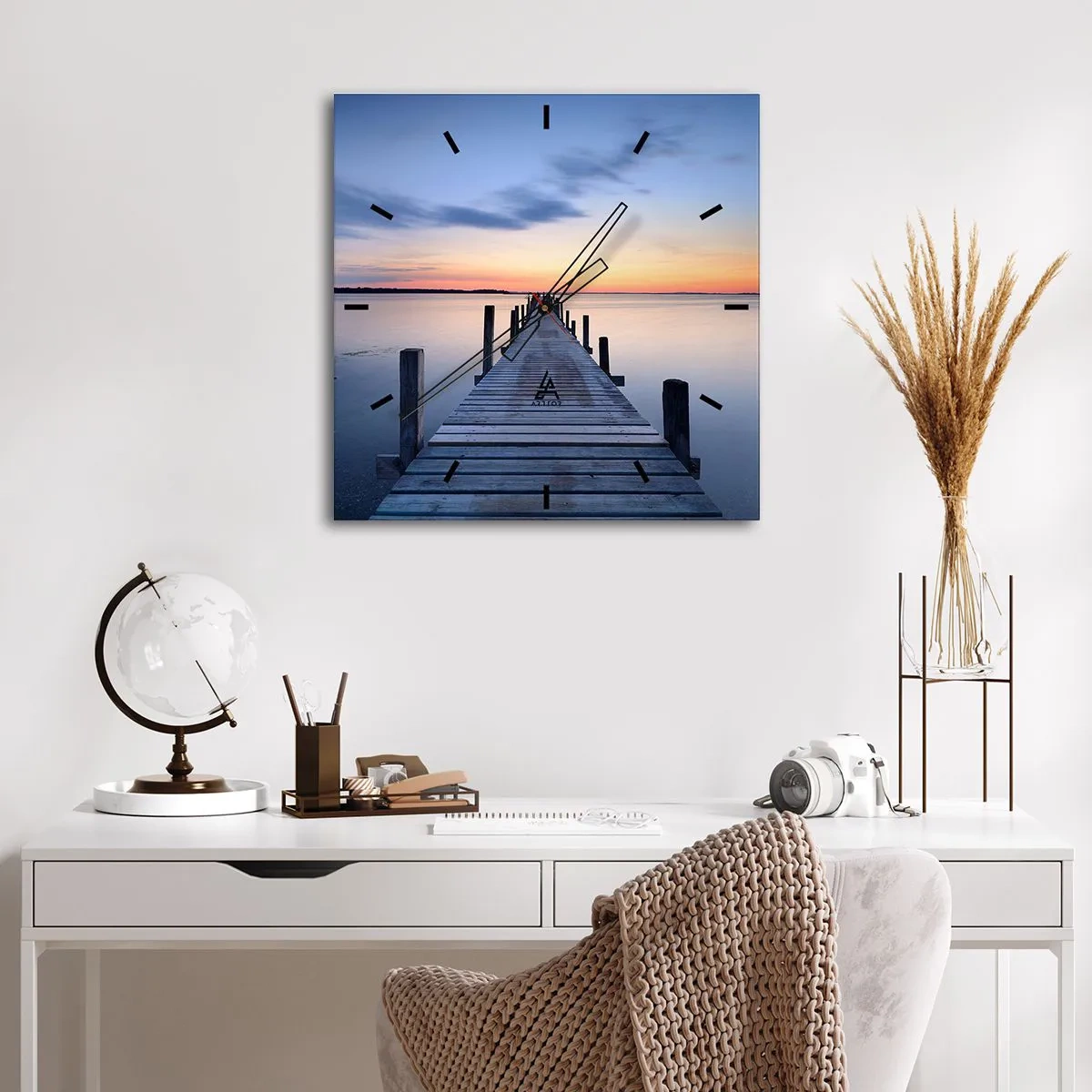 Reloj de pared - Reloj de vidrio - La calma de un crepúsculo sereno - 30x30 cm