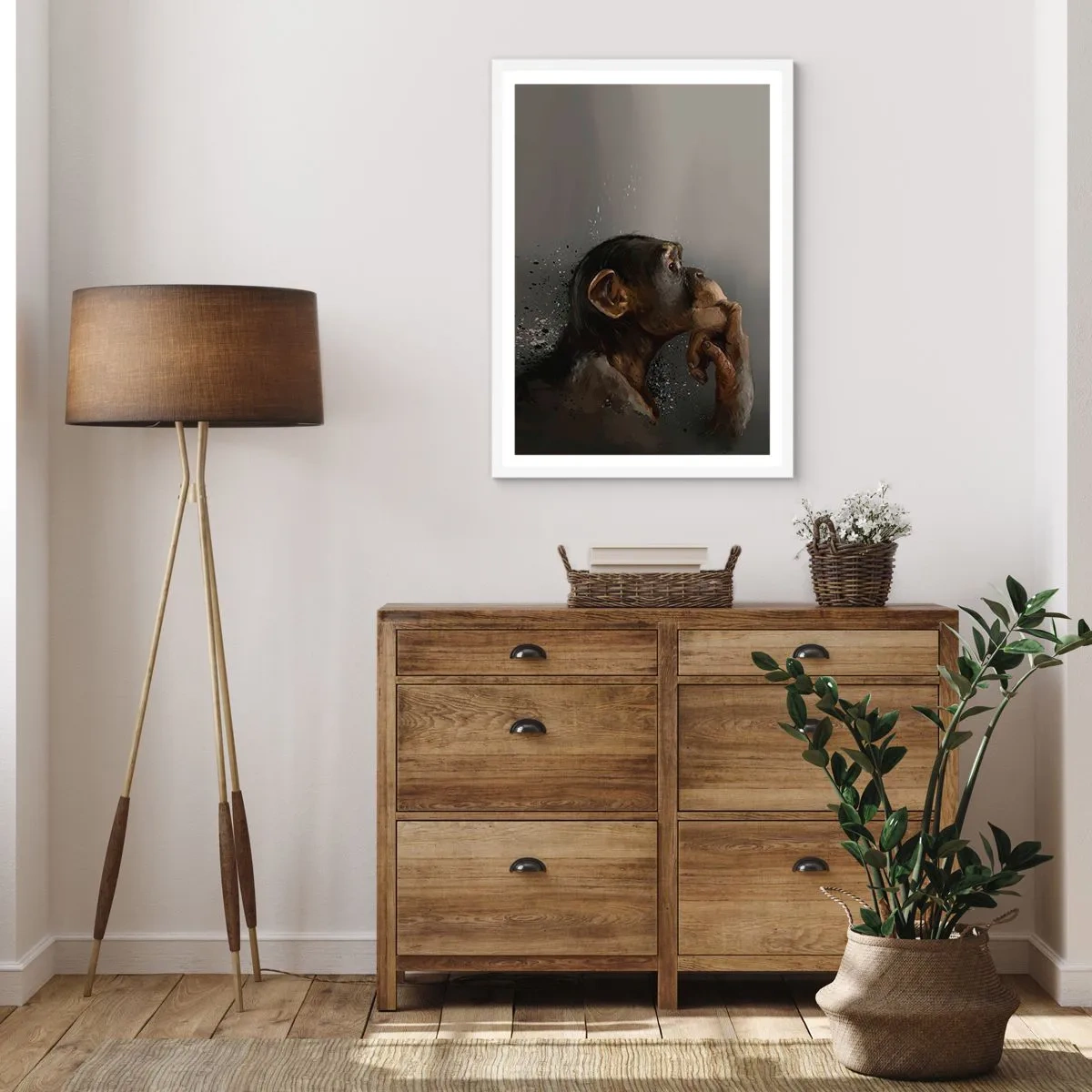 Póster en marco blanco - La evolución del pensador - 40x50 cm