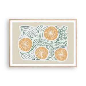 Póster en marco roble claro - Étnico con un toque de abstracción - 100x70 cm