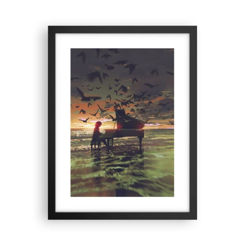 Póster en marco negro - Concierto de piano y olas - 30x40 cm