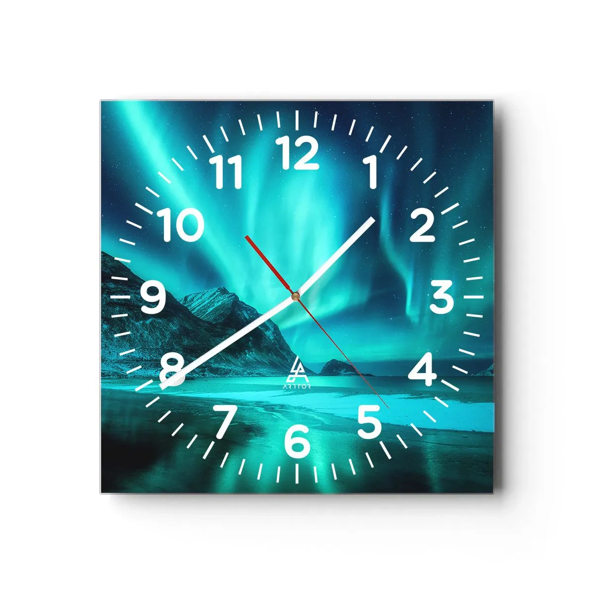 Reloj de pared - Reloj de vidrio - Maravillas del norte - 40x40 cm