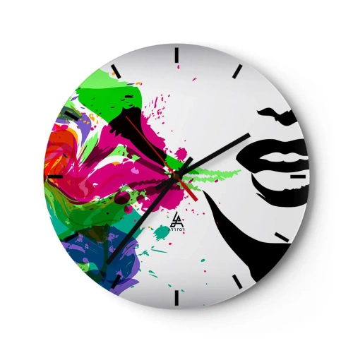 Reloj de pared - Reloj de vidrio - Una historia con los colores del arco iris - 40x40 cm