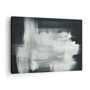 Cuadro sobre lienzo - Impresión de Imagen - Trazos abstractos blancos sobre un fondo oscuro - 70x50cm - Tejido vertical y horizontal - Decoración de pared moderna para salón y dormitorio ARTTOR