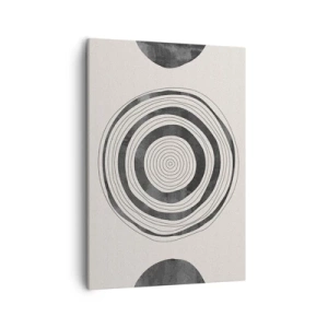 Cuadro sobre lienzo - Impresión de Imagen - Círculos minimalistas en blanco y negro sobre un fondo claro. - 50x70cm - Lo importante es lo que hay entre medias - Decoración de pared moderna para salón y dormitorio ARTTOR