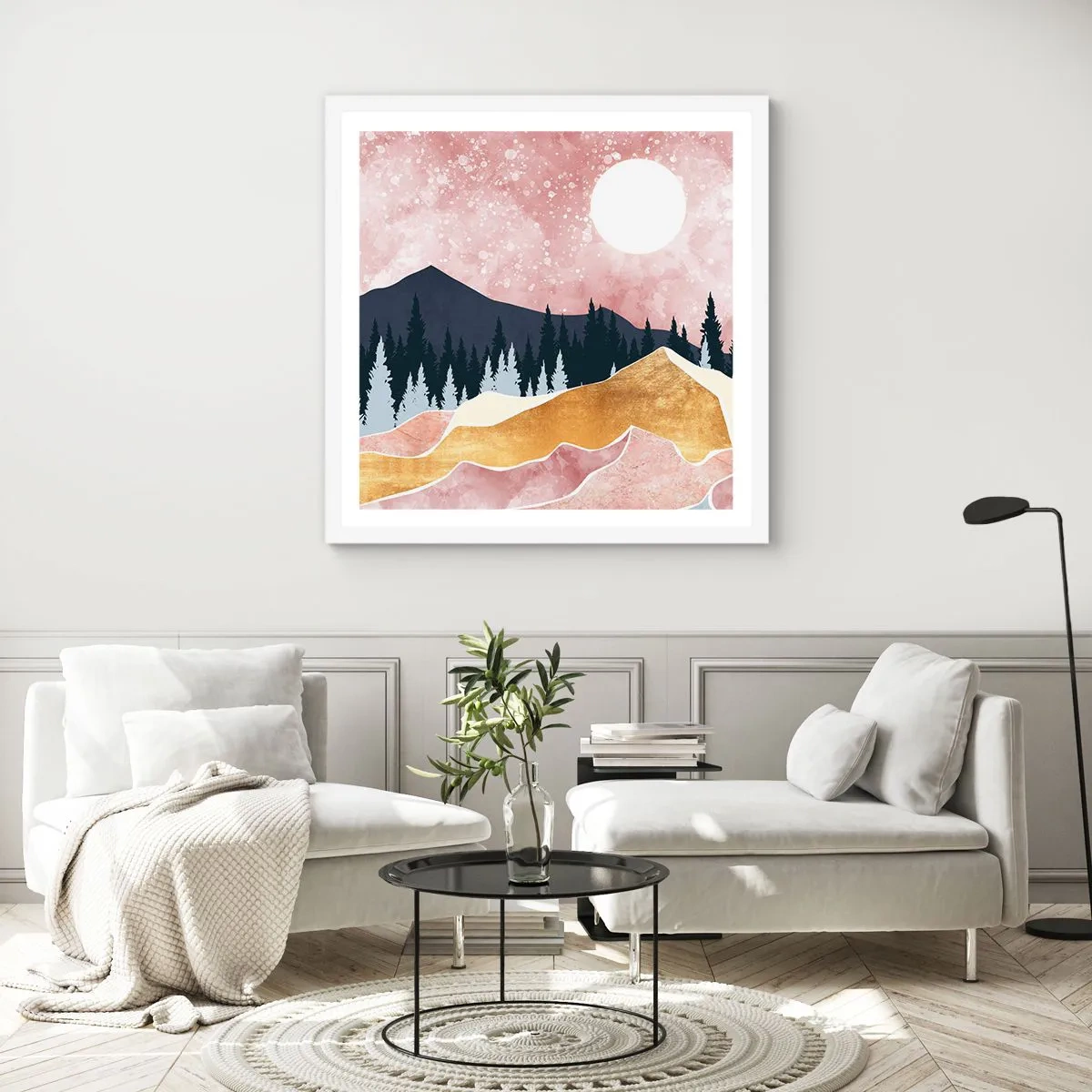 Póster en marco blanco - Vigilancia nocturna - 40x40 cm