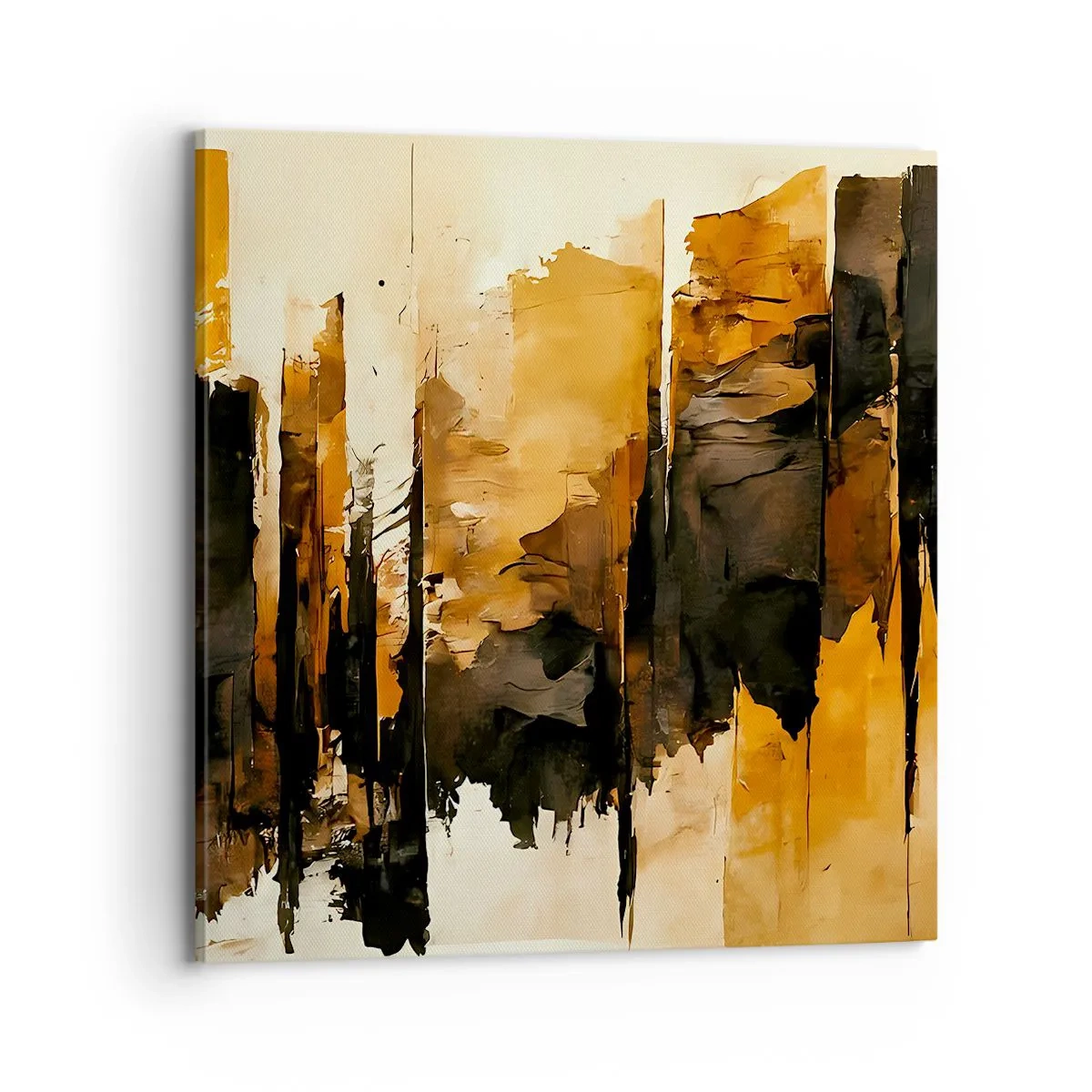 Cuadro sobre lienzo - Impresión de Imagen - Armonía de negro y oro - 70x70 cm