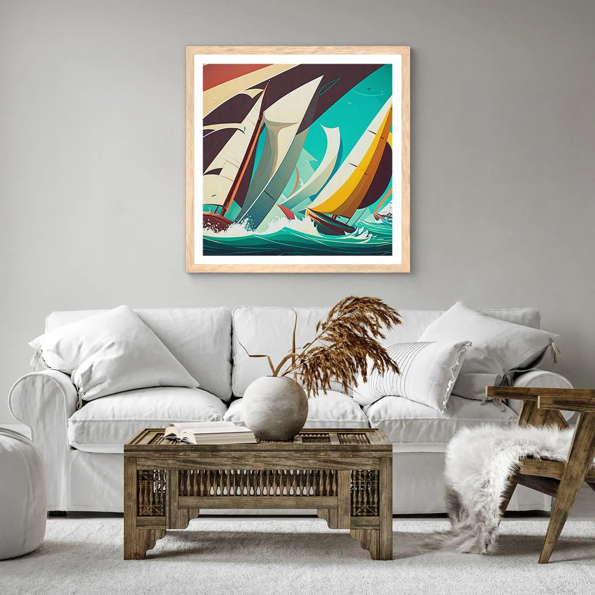 Póster en marco roble claro - Afrontar los elementos - 30x30 cm