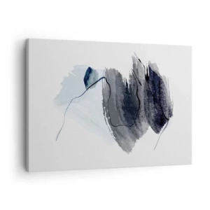 Cuadro sobre lienzo - Impresión de Imagen - Composición abstracta en tonos grises y azules. - 70x50cm - Intensidad y movimiento - Decoración de pared moderna para salón y dormitorio ARTTOR