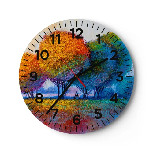 Reloj de pared - Reloj de vidrio - Un conjunto de colores llamativos - 40x40 cm