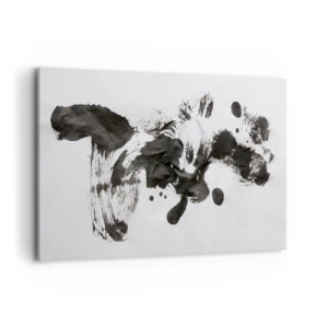 Cuadro sobre lienzo - Impresión de Imagen - Composición abstracta de manchas negras sobre fondo blanco. - 120x80cm - ¿Un método en la locura? - Decoración de pared moderna para salón y dormitorio ARTTOR