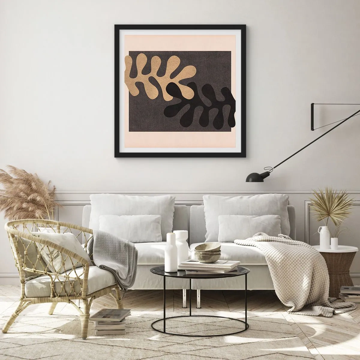 Póster en marco negro - Ausencia y complemento - 40x40 cm