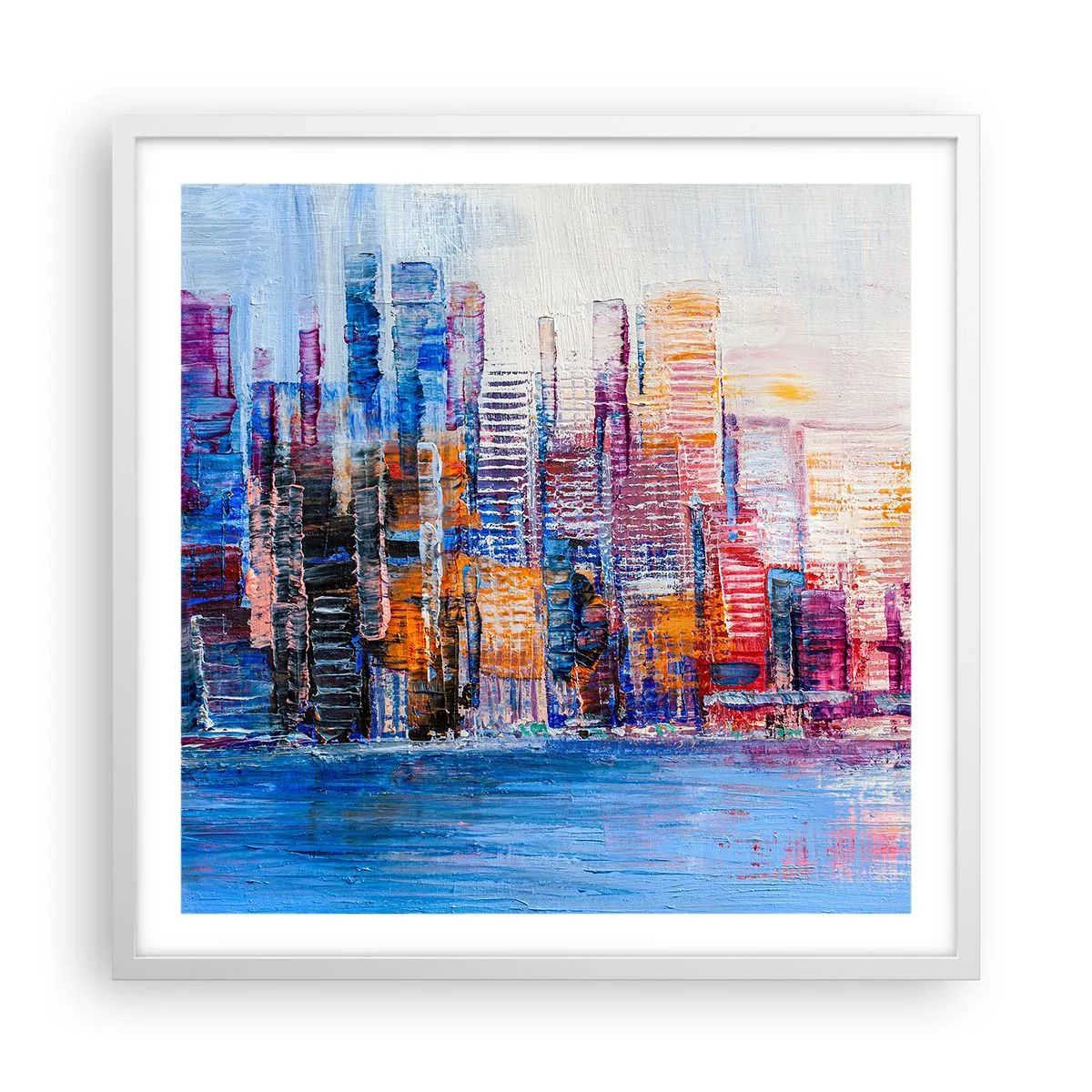 Póster en marco blanco - Una metrópoli alegre - 60x60 cm