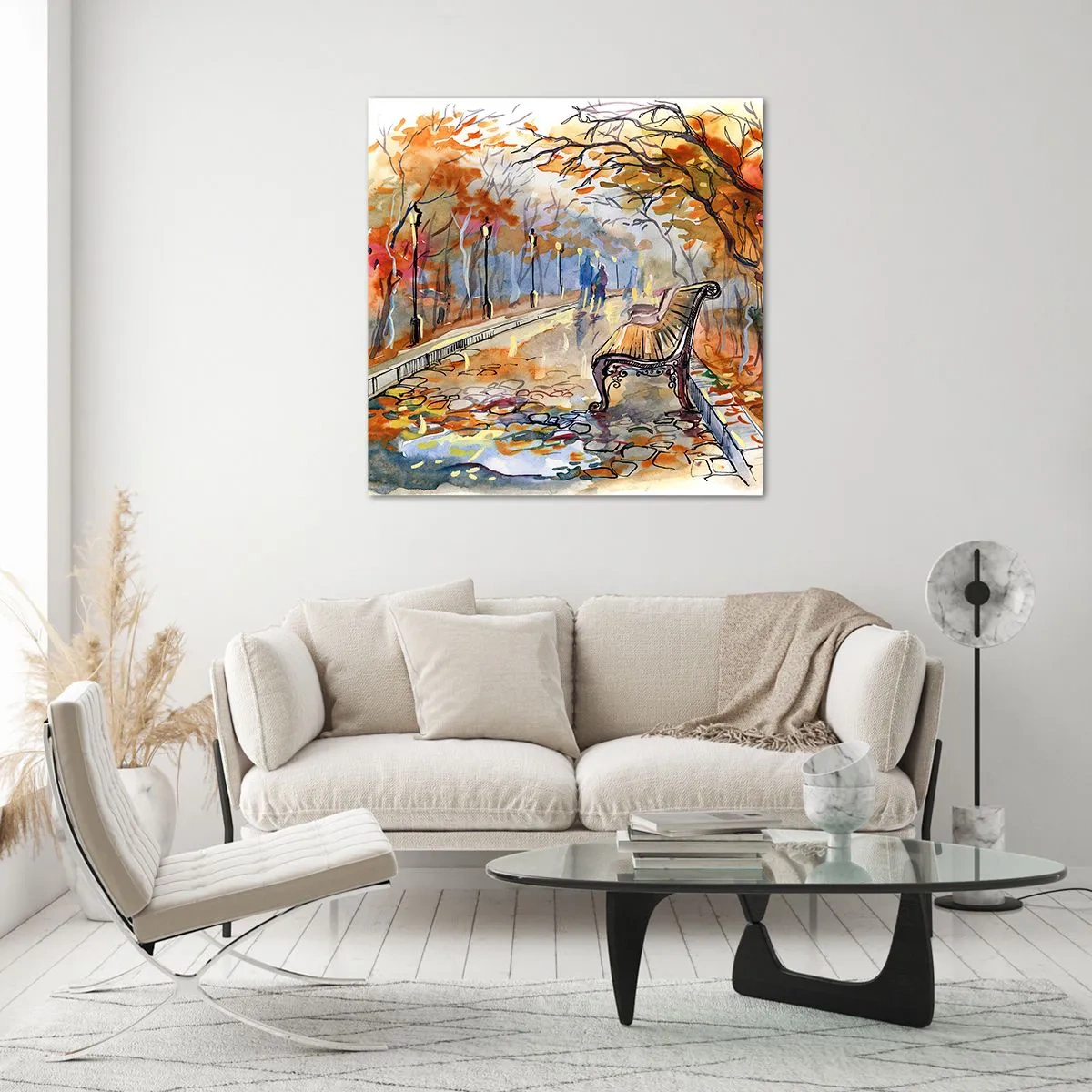 Cuadro sobre vidrio - Impresiones sobre Vidrio - Caminemos juntos hacia el otoño - 30x30 cm