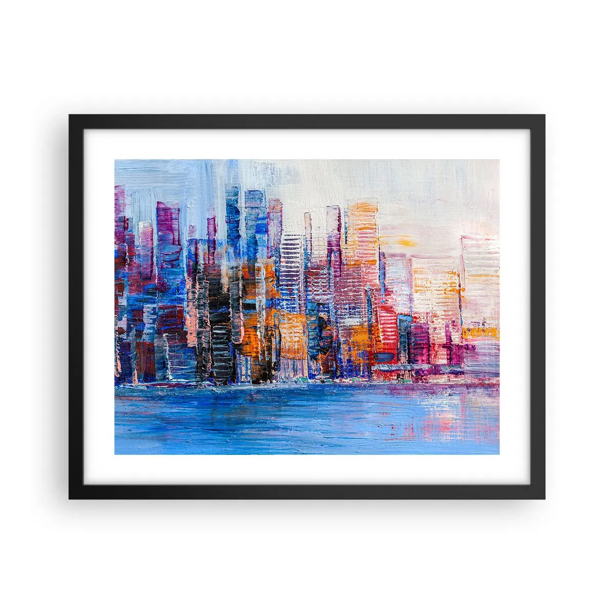 Póster en marco negro - Una metrópoli alegre - 50x40 cm