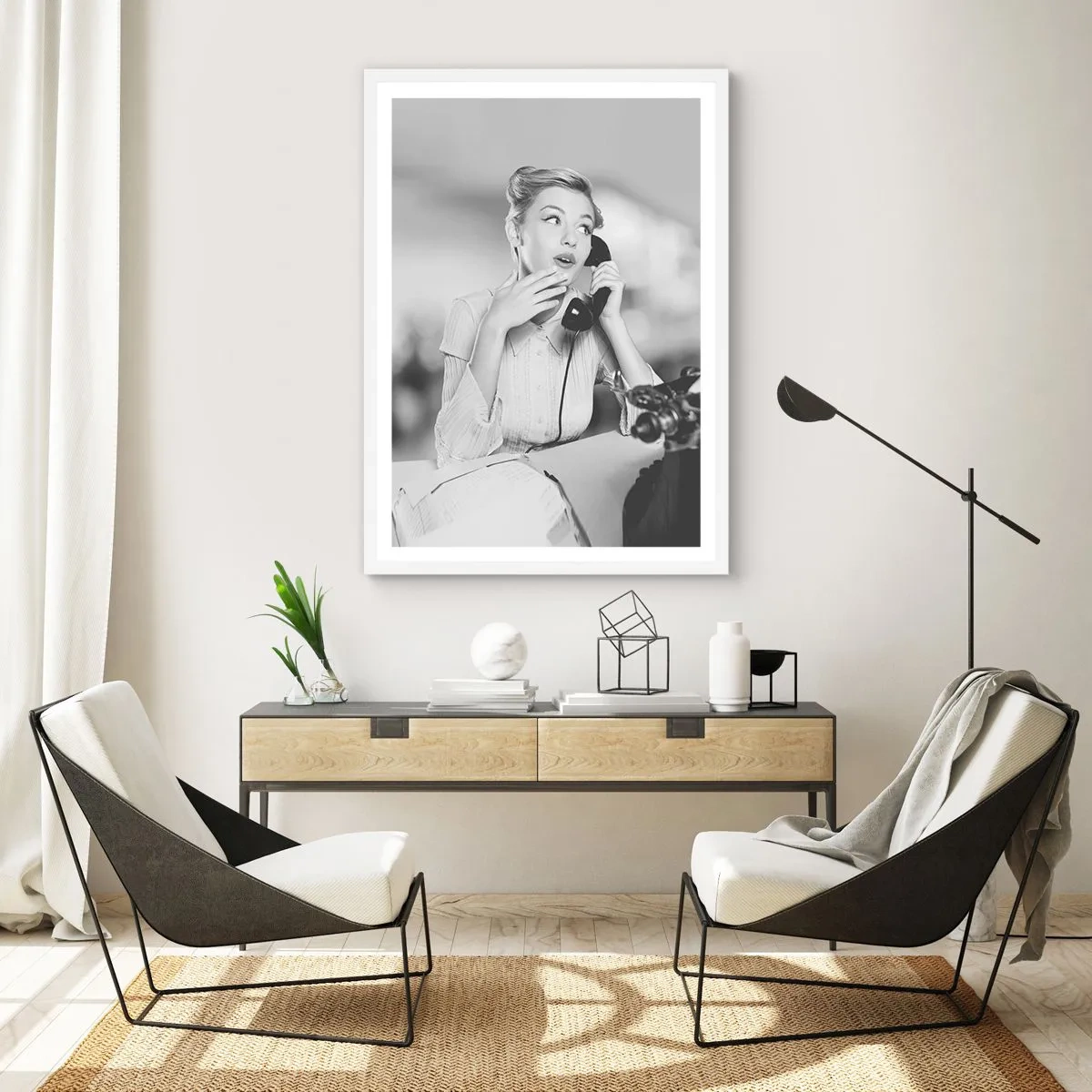 Póster en marco blanco - ¿Diga?, estamos en los años 50. - 61x91 cm