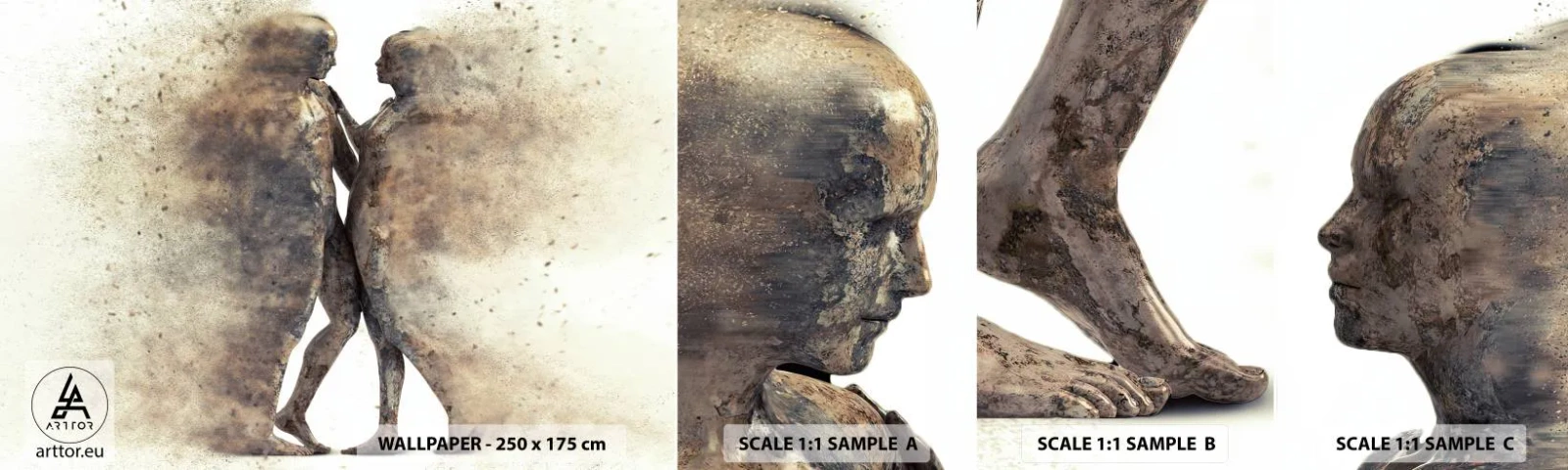 Muestra De Fotomural Standard Eco - Del polvo resurgieron para amar - Abstracción, Mujer y hombre, Amar - 100x30 cm