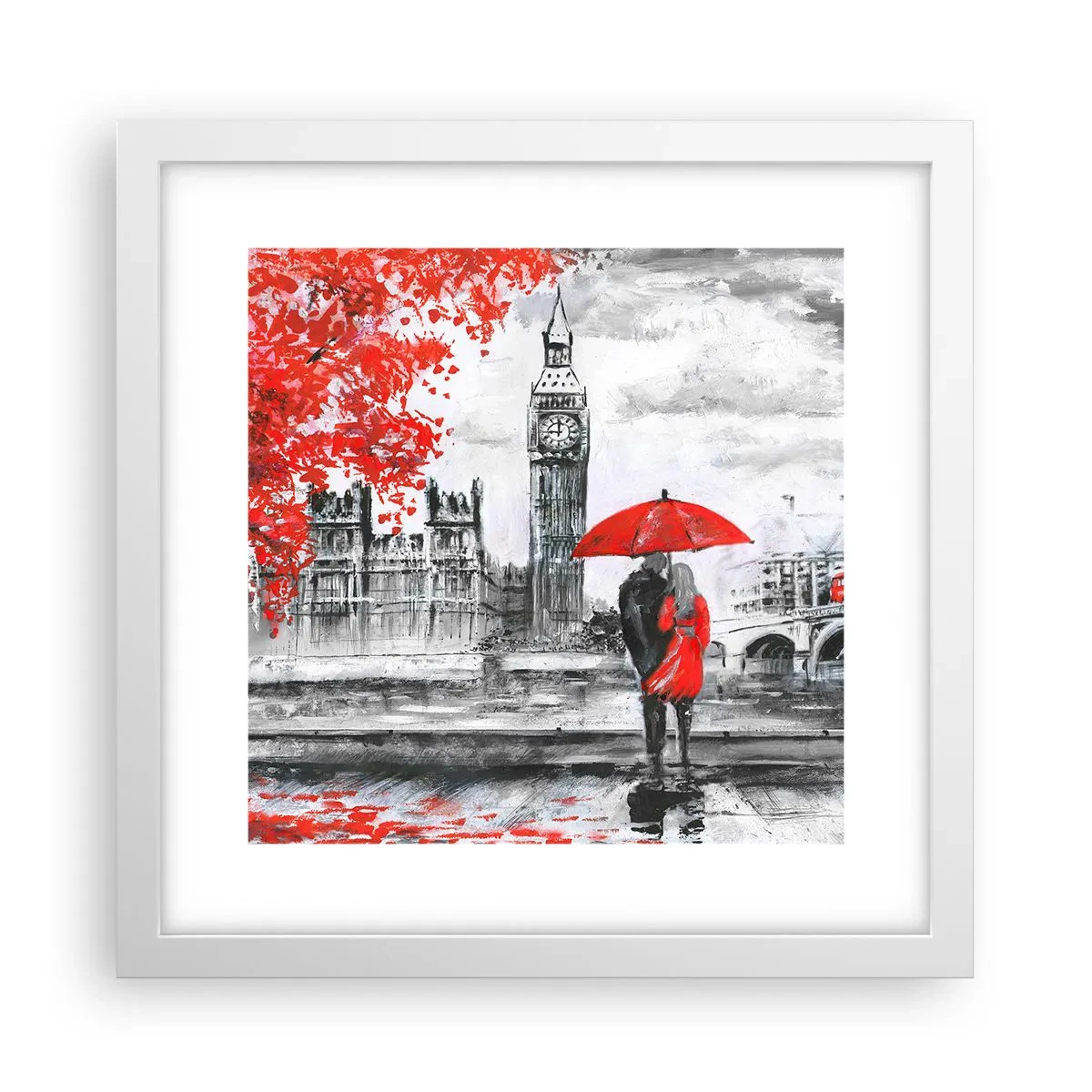 Póster en marco blanco - Londres enamora - 30x30 cm