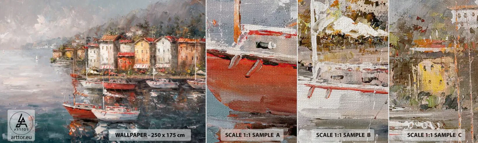 Muestra de fotomural Premium Canvas - Un refugio romántico - Arquitectura, Ciudad portuaria, Velero - 100x30 cm