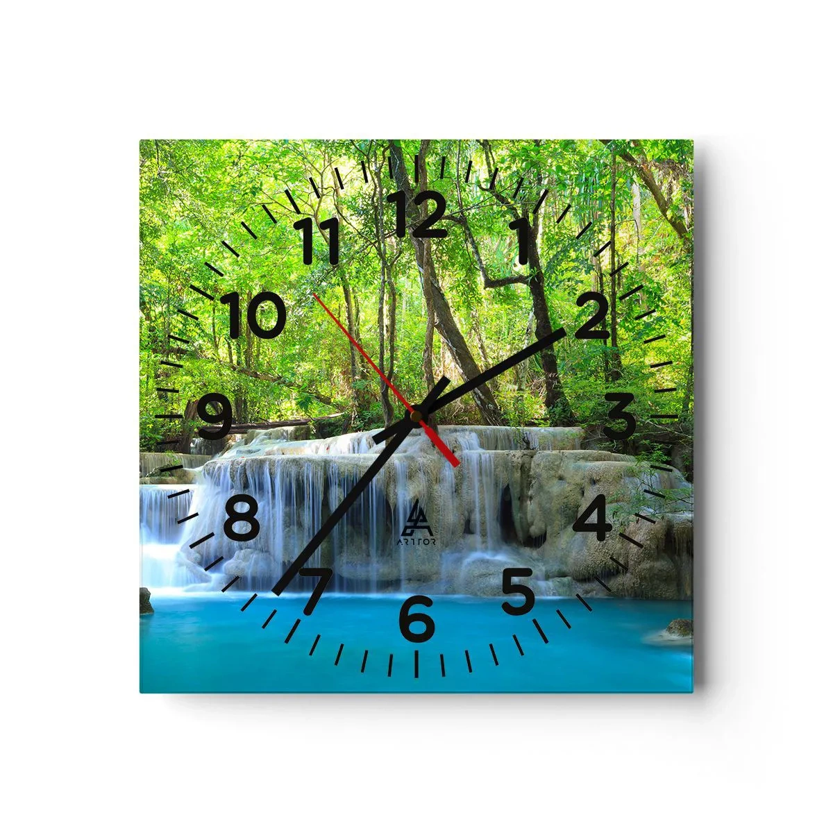 Reloj de pared - Reloj de vidrio - Ahogarse en turquesa y verde - 30x30 cm