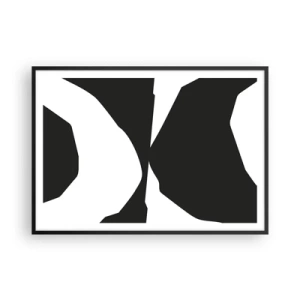 Póster en marco negro - Patrón de contraste abstracto en blanco y negro - 100x70cm - Positivo-negativo - Decoración de pared moderna para salón y dormitorio ARTTOR