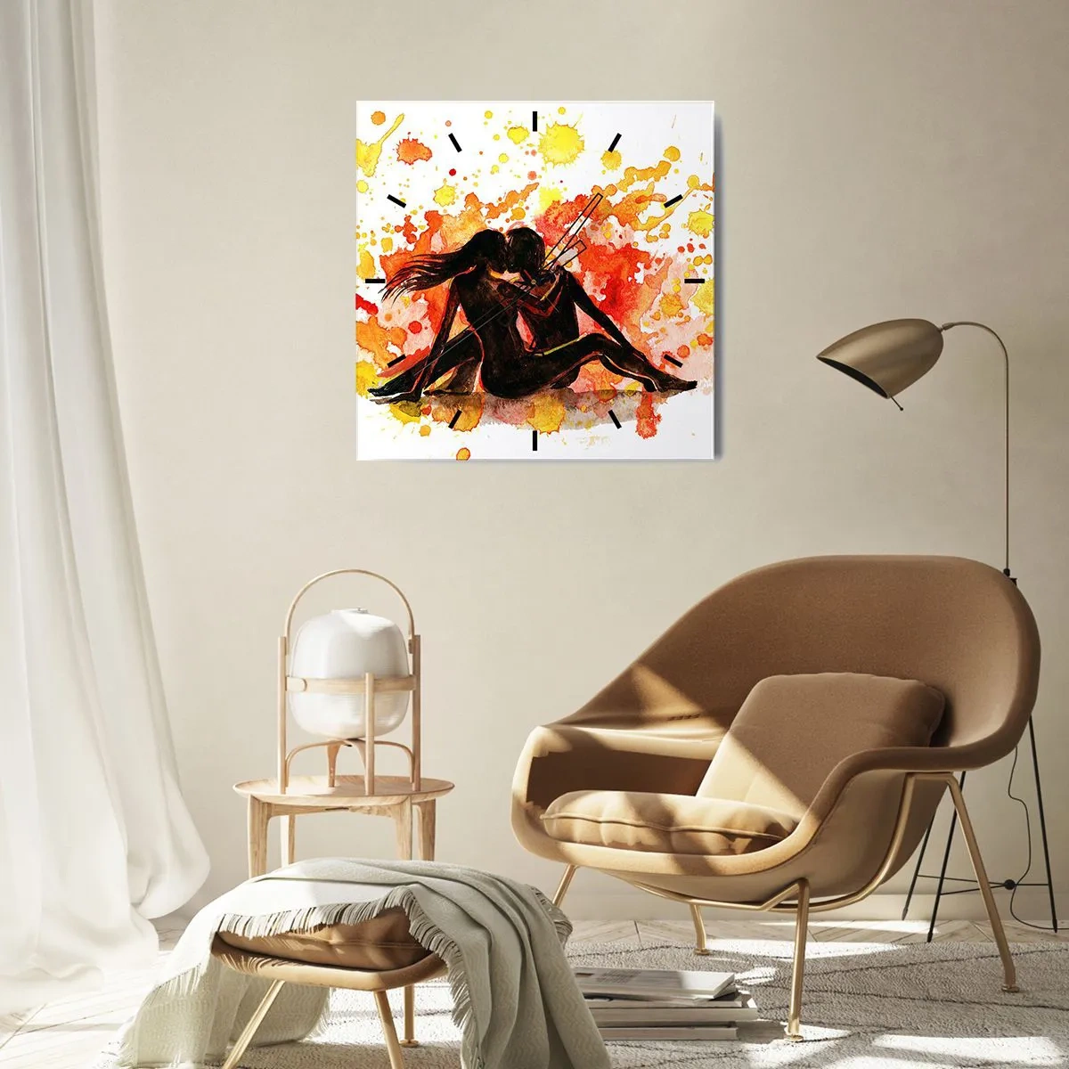 Reloj de pared - Reloj de vidrio - Momento romántico - 40x40 cm