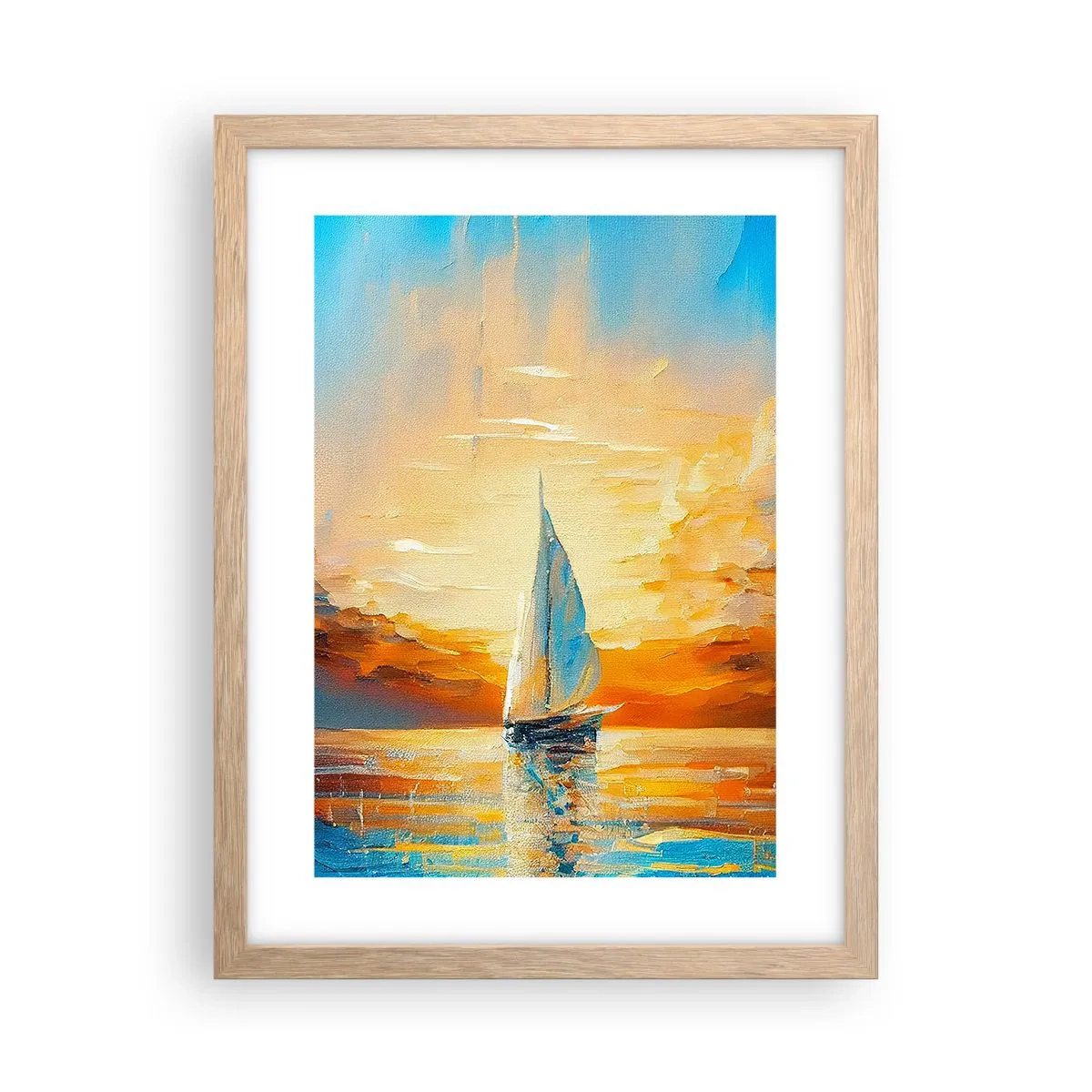 Póster en marco roble claro - Navegando en oro - 30x40 cm