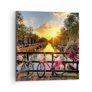 Cuadro sobre lienzo - Impresión de Imagen - Mañana de primavera en Ámsterdam - 70x70 cm
