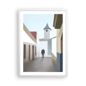 Póster en marco blanco - Paseo soleado - 50x70 cm