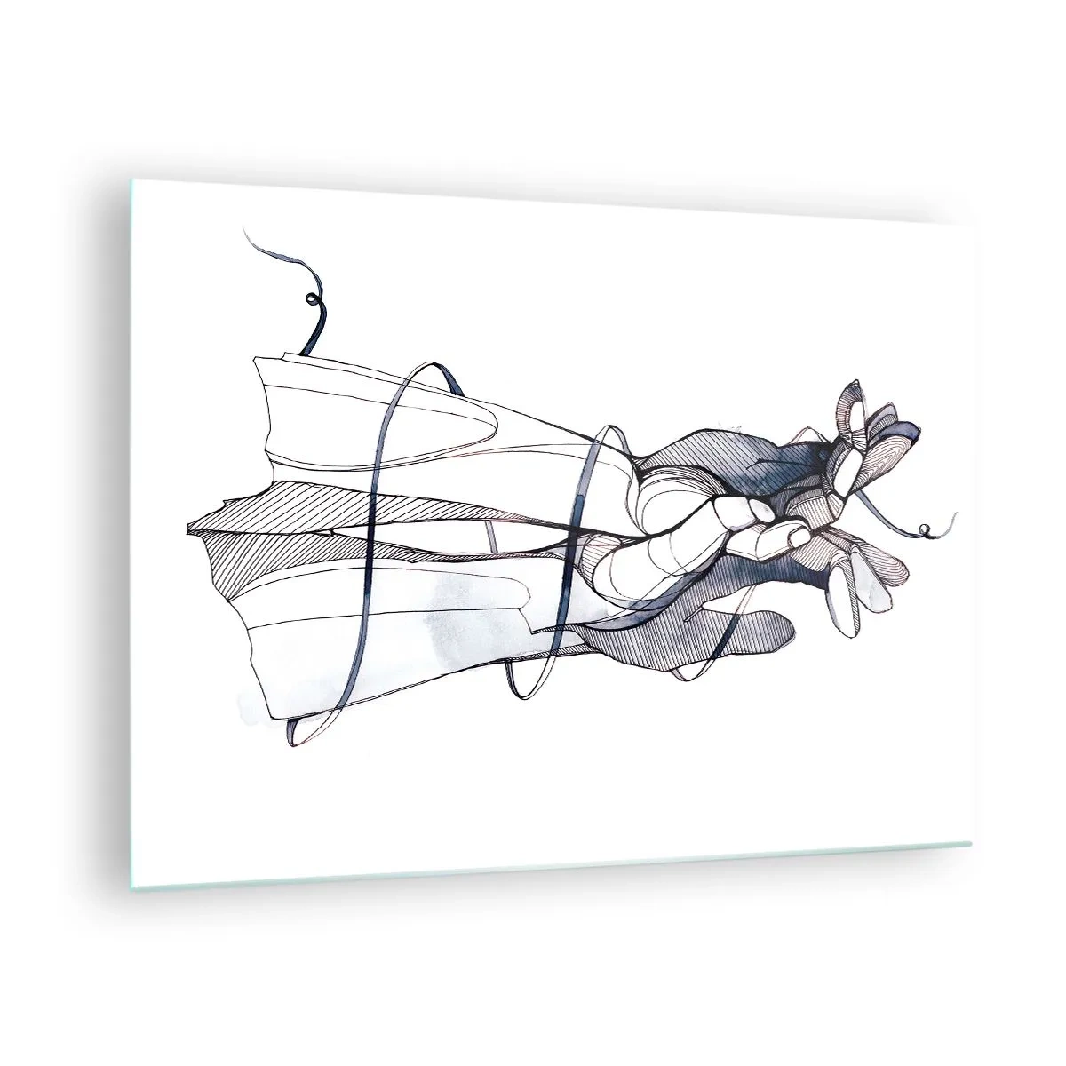 Cuadro sobre vidrio - Impresiones sobre Vidrio - Ilustración artística de una mano sosteniendo una flor. - 70x50cm - Un estudio sobre el contacto - Decoración de pared moderna para salón y dormitorio ARTTOR