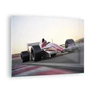 Cuadro sobre vidrio - Impresiones sobre Vidrio - Fórmula 1 en la pista de carreras - 70x50cm - Siempre el ganador - Decoración de pared moderna para salón y dormitorio ARTTOR
