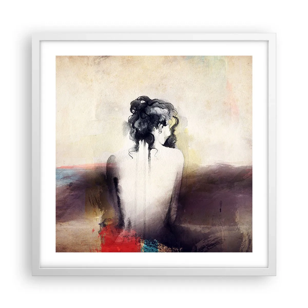 Póster en marco blanco - Líneas suaves, formas ovaladas - 50x50 cm