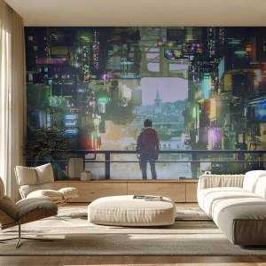 Fotomural Autadhesivo Deluxe Sticker - Dos mundos - Ciudad, Arquitectura, Abstracción - 100x70 cm