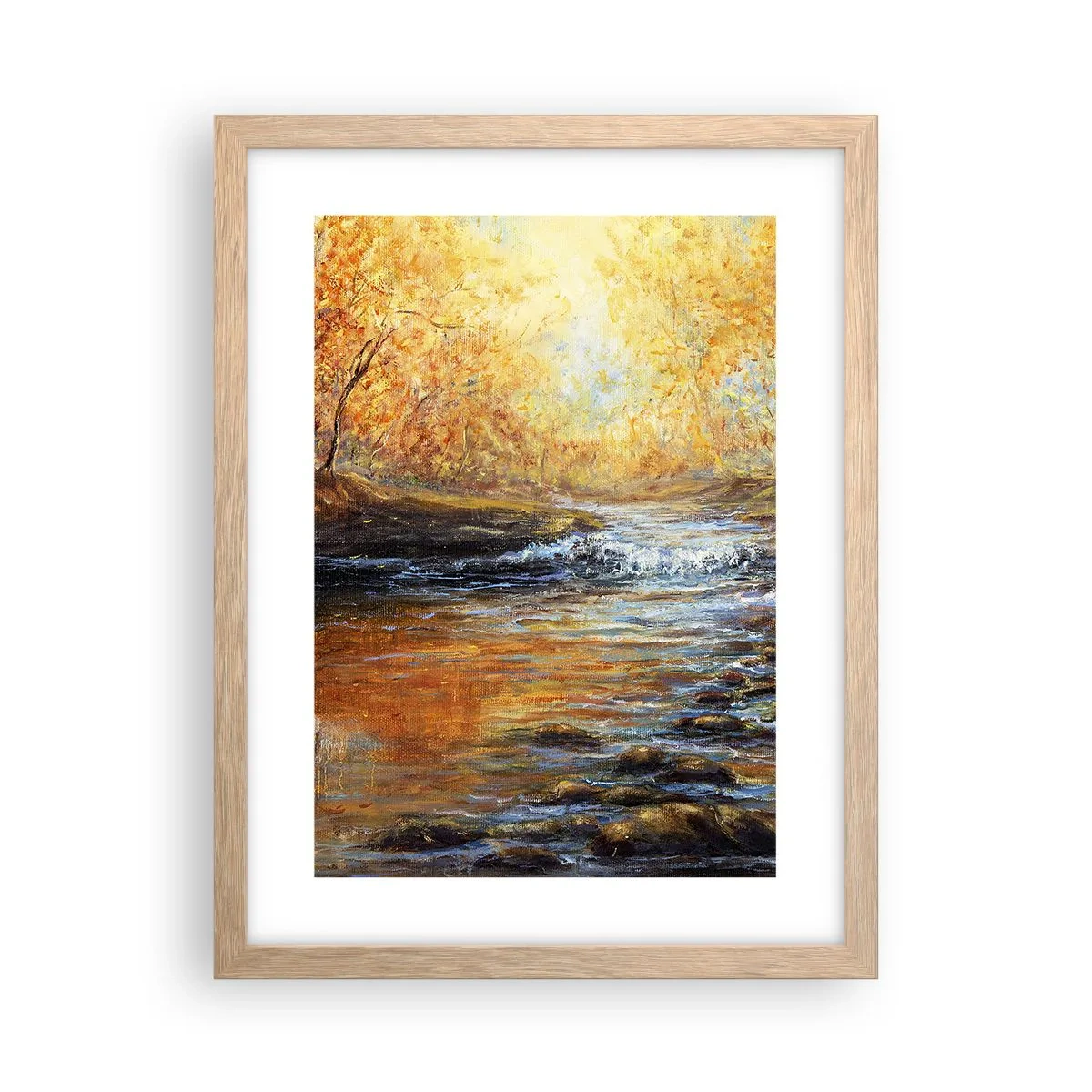 Póster en marco roble claro - Arroyo de oro - 30x40 cm