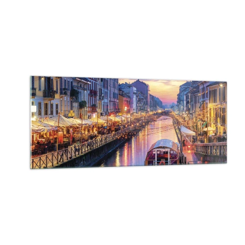 Cuadro sobre vidrio - Impresiones sobre Vidrio - Una noche de luz y diversión - 100x40 cm