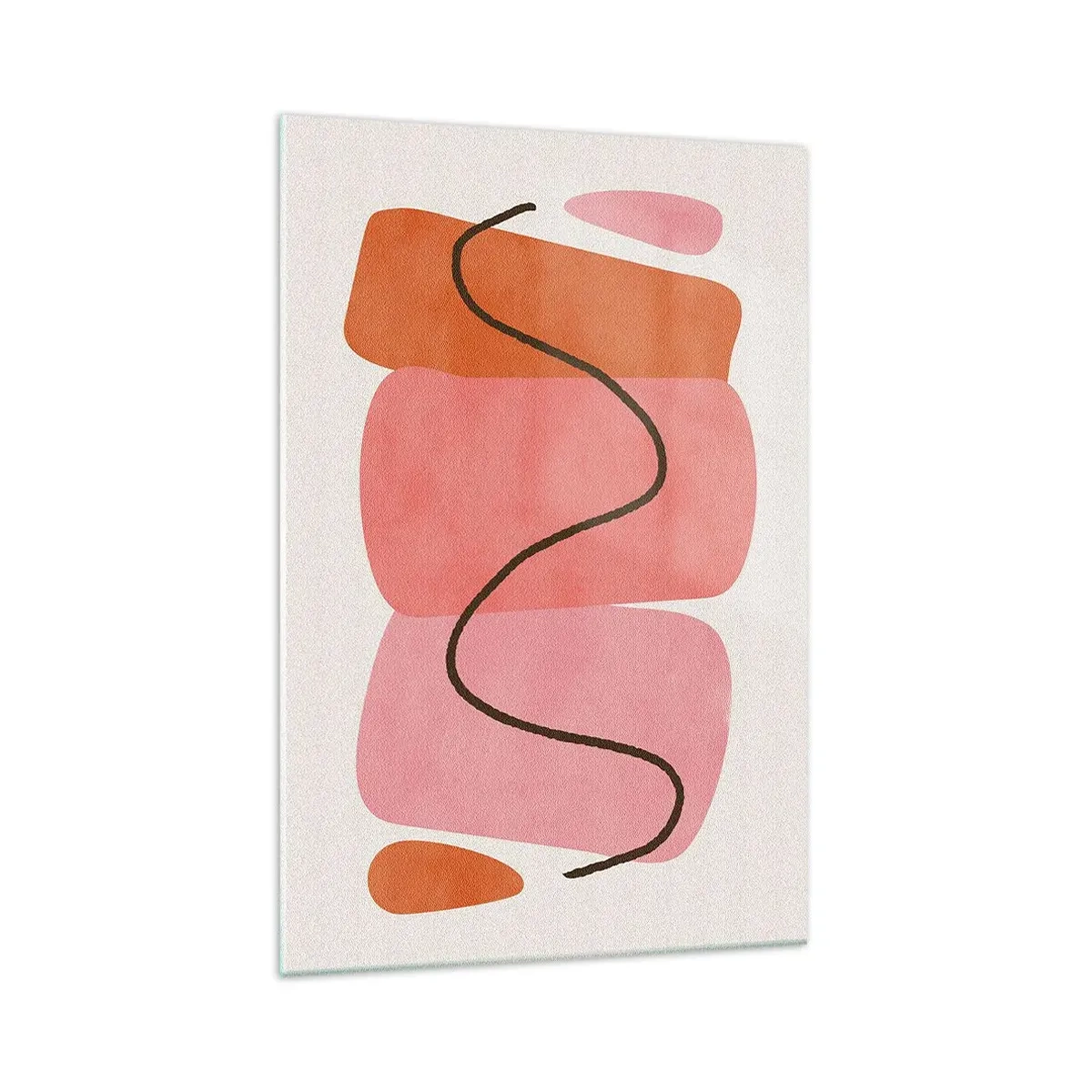 Cuadro sobre vidrio - Impresiones sobre Vidrio - Formas abstractas en tonos rosa y naranja. - 70x100cm - Suave movimiento de formas - Decoración de pared moderna para salón y dormitorio ARTTOR