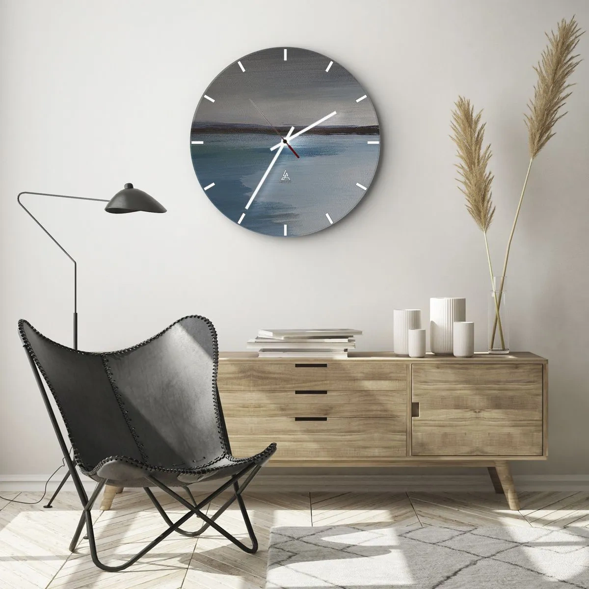 Reloj de pared - Reloj de vidrio - Paisaje horizontal - 30x30 cm
