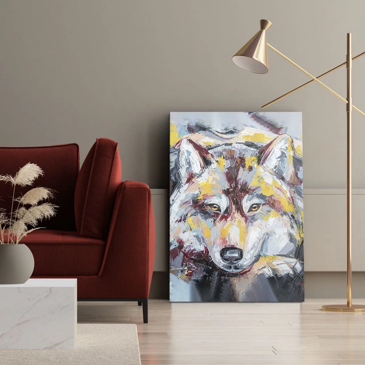 Cuadro sobre lienzo - Impresión de Imagen - Pinceladas de lobo - 45x80 cm