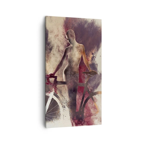 Cuadro sobre lienzo - Impresión de Imagen - En las formas de mármol un alma ciclista - 45x80 cm